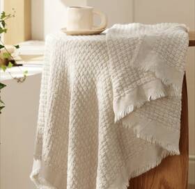 P-b3016 Bedsure Beige Throw Blanket For Couch - Decorative Woven With Fringe