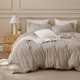 Us000059rqu Bedsure 100% Washed Queen 90 Inch X 08 - Frosted Almond No Comforter