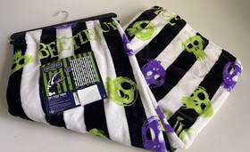Beetlejuice 190604863443 Skulls Stripes Halloween Cloud Throw Plush Blanket 50 Inch X70 New