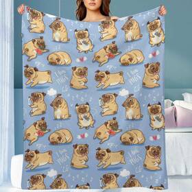 Begarm 281117999034 Pug Blanket Gifts For Adults - Puppy Dog Lovers Throw Boys Girls Men