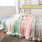 Bei3167932 Insma Cotton Knitting Blanket Pom Sofa Throw Rug Sleep Quilt Bei3167932 Insma Cotton Knitting Blanket Pom Sofa Throw Rug Sleep Quilt