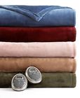 P1102 Beige Mushroom Heated Plush Rest Velvet Blanket Slumber King