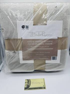 Bella Russo 810088180880 Russa Sand And Snooze Bedding Plush Flannel Throw Beige Super Soft Comfort