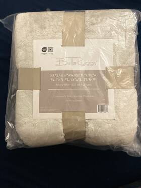 Inv00828 Bella Russo Sand And Snooze Plush Flannel Throw Blanket 50 X 60 In White Polyester