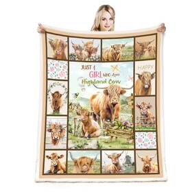 Belperan 726084737877 Highland Cow Print Blanket And Throws Cute Farm Animal Gifts Throw Blankets