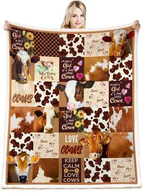 Cow5 Belperan Cow Print Blanket Decor Bedding Throw Gifts For Girl Women Christ