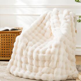 Bv-bfw-13 Benvwe Faux Fur Throw Blanket For Couch - Cozy Plush Fluffy Soft Thick Bubble Blanke