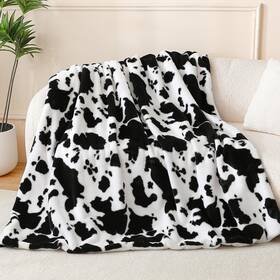 Bv-cbl-16 Benvwe Faux Fur Cow Print Throw Blanket 550 Gsm Double-sided For Couch Sofa Bed