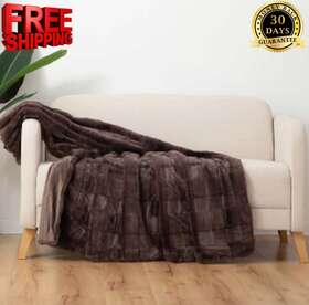 1727165 Berkshire Collection A Plush Faux Fur Throw One Size 60 In X70 White Gray