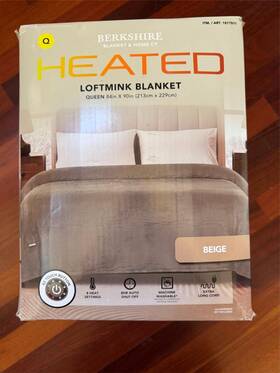 Berkshire 198062157562 Heated Loftmink Blanket In Queen Size 84 Inch X90 Color Is Beige