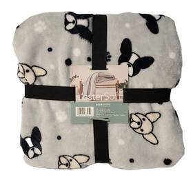 Berkshire 198062879518 Lustersoft French Bulldog Throw Blanket 50 Inch X 70 Frenchie Print
