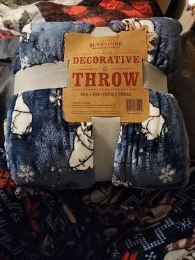 Berkshire 791551839002 Throw 60x80 Christmas Navy Bulldog Nwt