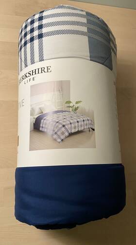 Berkshire 791551854852 New Reversible Down Alternative Blanket By Life Blue Checks Queen Size