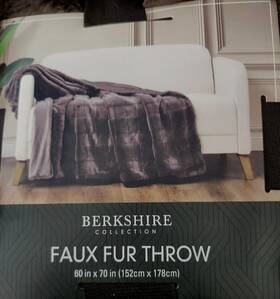 Berkshire 791551881100 Collection Faux Fur Throw Brown 60 Inch X70 Blanket Machine Washable