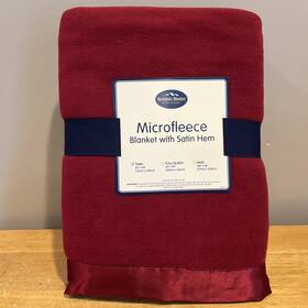 Berkshire Blanket 791551546504 Microfleece Satin Hem Maroon Red Twin Throw
