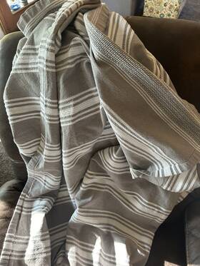 Berkshire Blanket 791551576709 Patterned Woven 100% Organic Cotton Blanket. Chateau Grey Color Queen