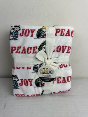 Berkshire Blanket 791551837640 Peanuts Velvetsoft Holidays Love Joy Peace Throw 55 Inch X 70