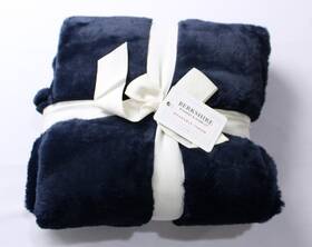 H474407 Berkshire Velvetsoft And Sherpa Heated Wearable Throw Ac2 Navy One Size Nwt