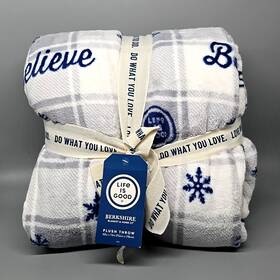 Ht724b Berkshire Life Is Good Plaid Believe Cozy Plush Throw Blanket Oversized 60x70