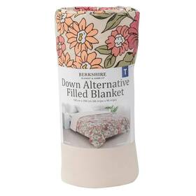 Bershire 198062177218 Herringbone Microfiber Down Alternative Blanket Twin - Size 66 Inch X 96 Pink Flo