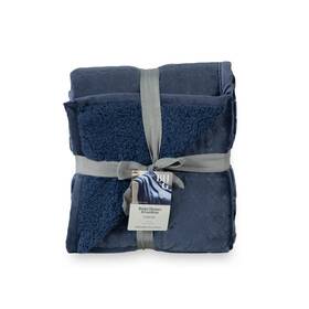 Better Homes & Gardens 791551142874 And Reverse Faux Shearling Throw Blanket Blue 50 Inch X 60