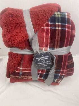 Bh300686322003 Better Homes & Gardens And Faux Fur Throw Blanket 50 Inch X60 - Red