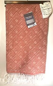 Bh&g Faux Mohair Throw Blanket Rusty Brick Geo Fan 50x72inch Fringe Luxury New Wtag