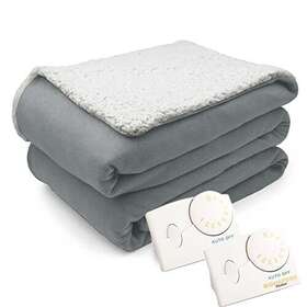 Biddeford 657812161865 Comfort Knit Natural Sherpa Electric Heated Blanket Queen Gray