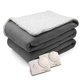 Biddeford 657812163241 Comfort Knit Natural Sherpa Electric Heated Blanket King