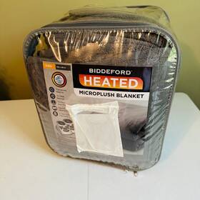 Biddeford 657812163937 Heated Microplush Blanket King Size Gray 10 Heat Settings Machine Washable