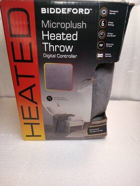 Biddeford 657812174018 Heated Microplush Electric Throw 6 Settings Digital Controller - Gray