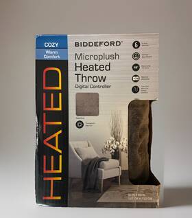Biddeford 657812176241 Microplush Heated Throw Blanket 50x60 Gray Digital Controller 5 Yr War