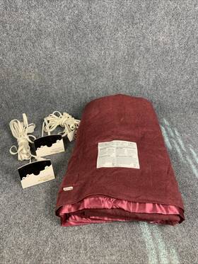 0bb0302 Biddeford Blankets Maroon Heated Micro Plush Electric Blanket Queen Dual Control Euc