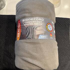 17236 Biddeford Blankets Heated Throw Blanket - Comfort Knit Electric Fleece Soft 50 X 62 Gray