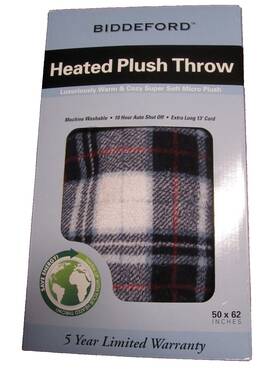 Biddeford Blankets 657812137655 Electric Heated Microplush 50 Inch X 62 Blue Plaid Throw Blanket