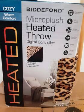 Biddeford Blankets 657812137853 Microplush Electric Heated Leopard Throw Blanket - Digital Controller