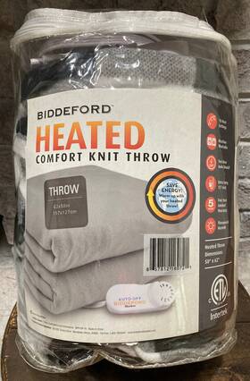 Biddeford Blankets 657812160721 Heated Comfort Knit Throw Blanket 50 Inch X62 Black White Gray Plaid New