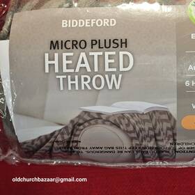 Biddeford Blankets 657812170126 Microplush Electric Heated Warming Throw Heat - 2 Tone Gray Chevron
