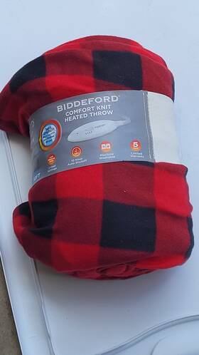 Biddeford Blankets 657812172410 Comfort Knit Heated Throw Blanket Red Black Plaid 1y