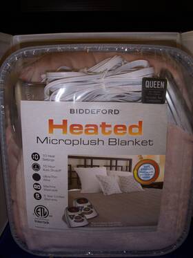Biddeford Blankets 657812175343 Heated Microplush Electric Blanket Queen Taupe Color Dual Control
