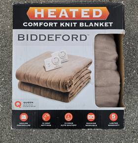 Biddeford Blankets 657812175916 New-biddeford Comfort Knit Heated Blanket Queen/linen With Dual Controls New