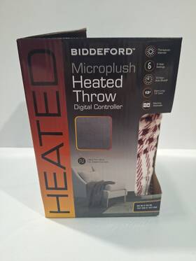 Biddeford Blankets 657812176906 Microplush Heated Throw Electric Blanket Digital Controller White Red