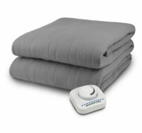 Biddeford Electric Comfort Knit Heated Blanket Twin Grey Analog Controller Soft
