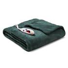 Biddeford Heated Electric Throw Warming Blanket Microplush 6 Temps Autooff Green 657812151255