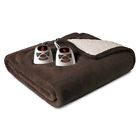 Biddeford New Microplush With Sherpa Heated Electric Blanket Brown Twin 657812149375