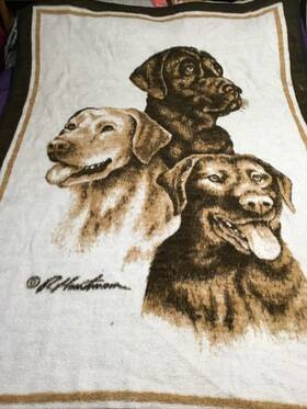 Biederlack 011032018239 Vintage Bierderlack Of America Three Labs Blanket 74 Inch X53