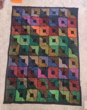 Biederlack 011034023248 Rainbow Blanket Geometric Squares Triangles Acrylic 80 X 60 Inch Usa Bag