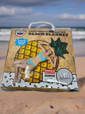 2588 Big Mouth Inc Inc. Beach Blanket Fun In The Sun Bonus Blow Up Pillow Pineapple