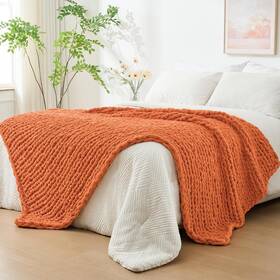 B0bqghjlk5 Bigacogo Chunky Knit Throw Blanket 51x63 Inch Hand Knitted Jumbo Chenille Yarn