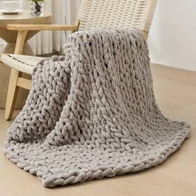 Bckb-4040-tp Bigacogo Chunky Knit Throw Blanket For Couch 40x40 Inches 100% Hand Knitted
